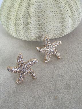 Gold Filled Pave Starfish Stud Earrings